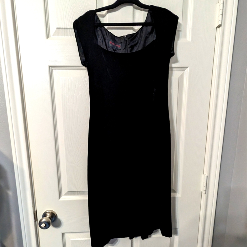 Ralph Lauren Vintage Velvet Black Mini Dress Cap Sleeves Formal